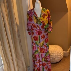 FARM Rio Vibrant Leaf Print Maxi Dress